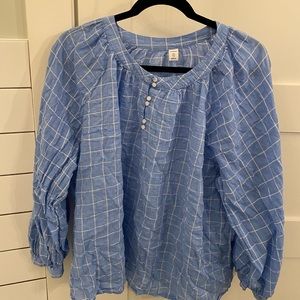 Baby blue checkered blouse